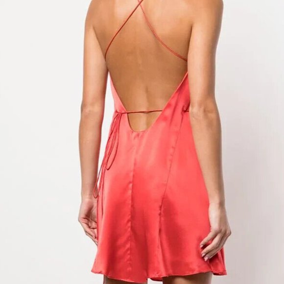 Michelle Mason Little Red Dress Wrap Minidress in Scarlet Silk - Picture 5 of 14